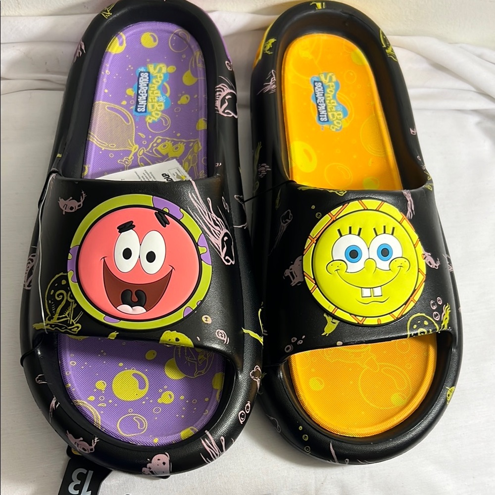 NEW WITH TAG Nickelodeon SpongeBob SquarePants Men’s Slide Sandals Various Sizes